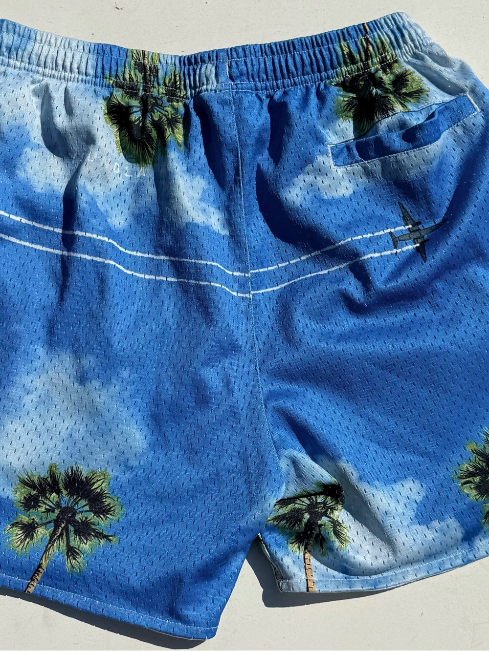 Blue Palm-Print Men’s Swim Shorts - Unbranded - Picture 3 of 3